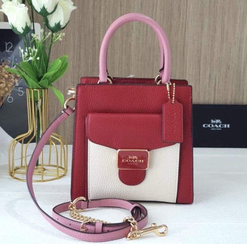 Coach Block Pebble Leather 1941 Red C6994 1